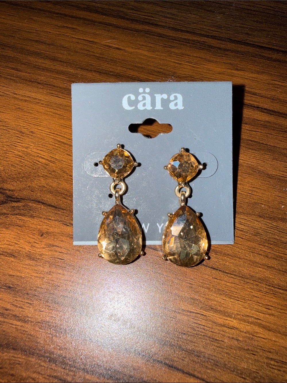 Cara Cara Gold-Tone Amber Teardrop and Round Dangle Earrings